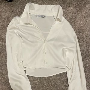 cropped collared button down